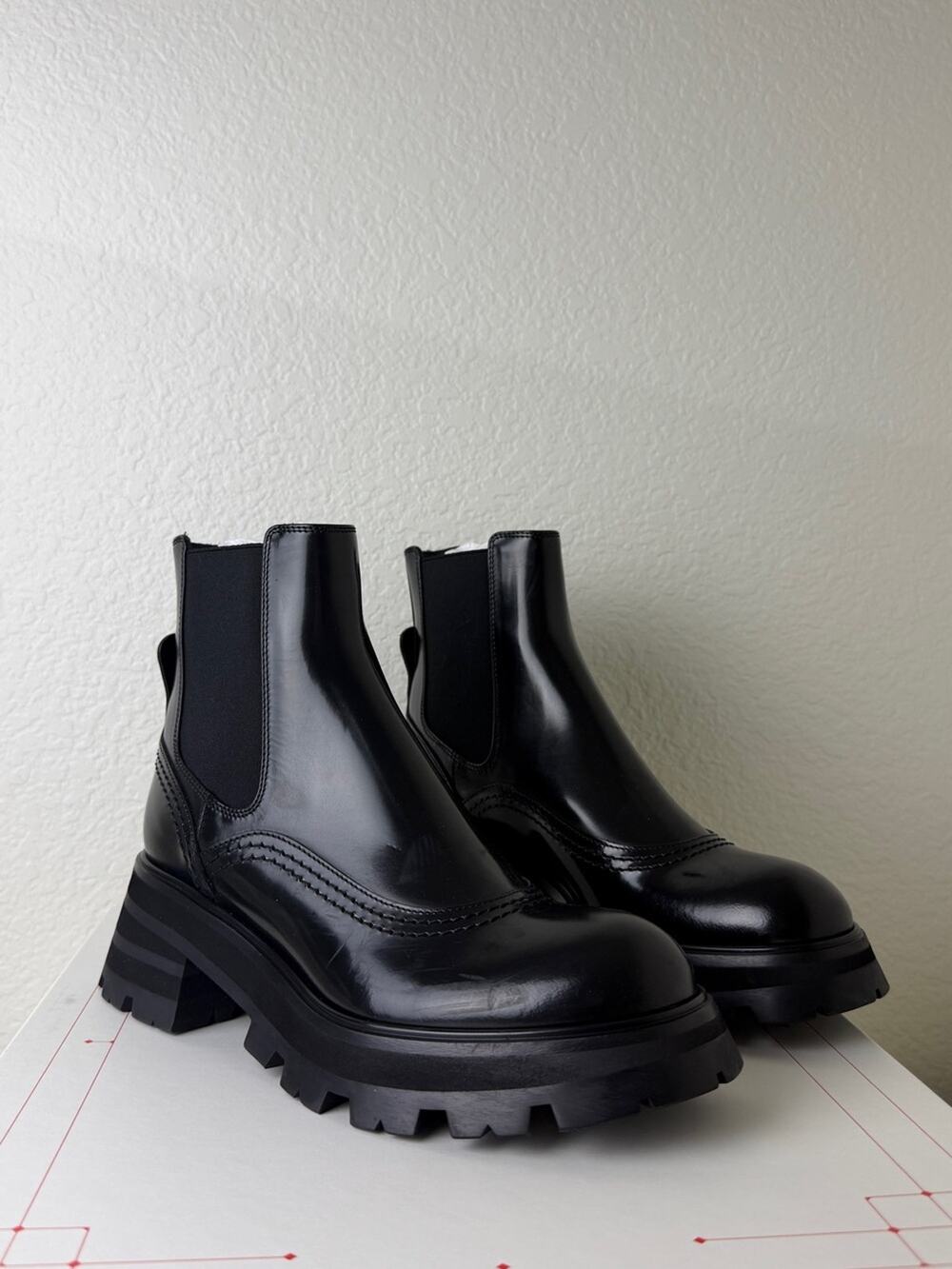 Alexander McQueen Black Women's Chunky Chelsea Bootie 38